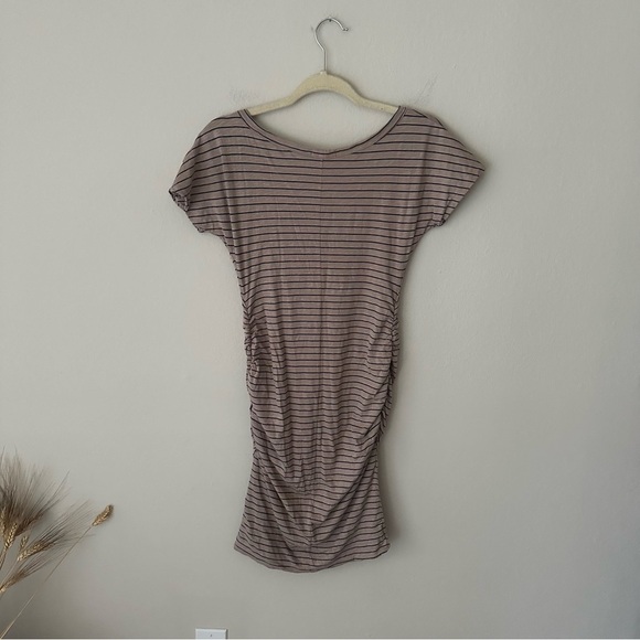 Sundry Ruched Striped T-Shirt Dress Tan Size 2 - Picture 4 of 9